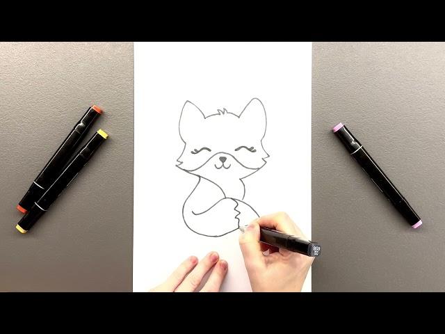 How to draw a fox cub?  Kawaii fox