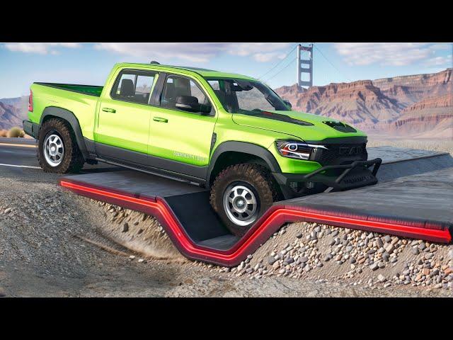 Cars vs Upside Down Speed Bumps Challenge in BeamNG Drive!