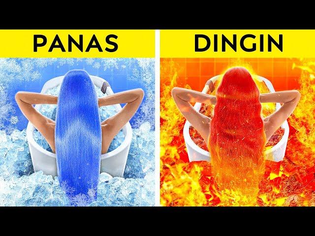 TANTANGAN PANAS VS DINGIN SERU || Cewek Api vs Cewek Air Diadopsi! Kiat Parenting oleh 123 GO!