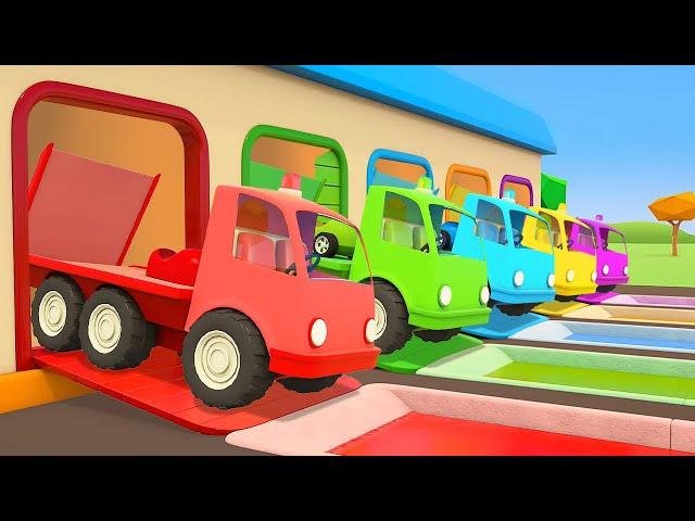 Learn colors with the five tow trucks for kids. Full episodes of Helper Cars cartoons for kids.