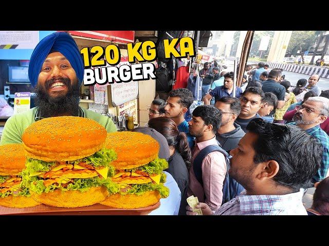 1200/- Rs MASSIVE Indian Street Food  Mr Singh Burger King ke Maharaja Burgers, Roadside Affair