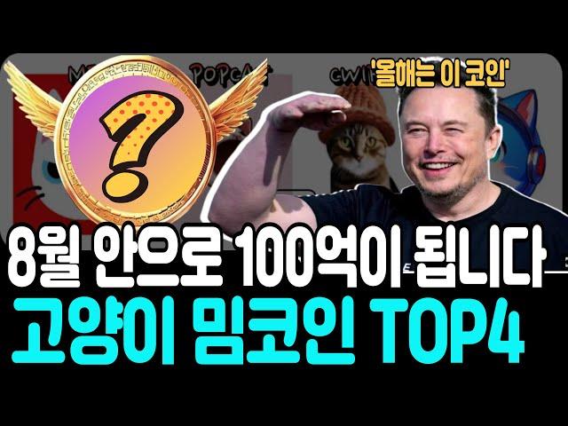 [밈코인 추천]고양이 밈코인 TOP4 8월 안으로 100억이 됩니다.