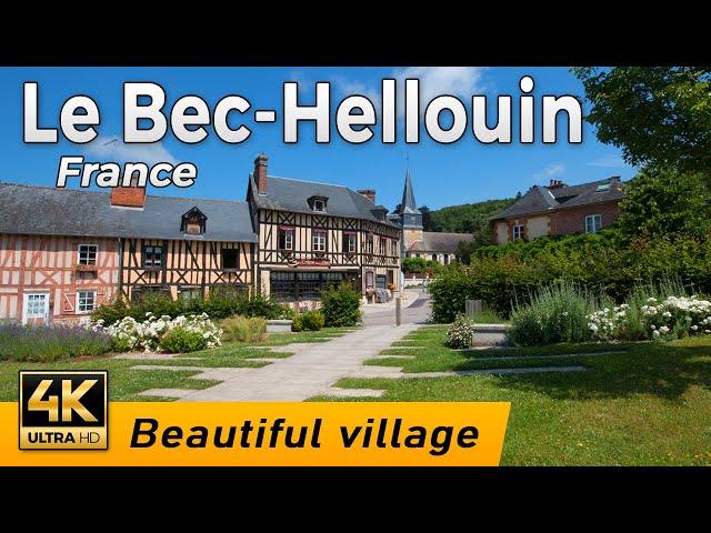 Le Bec-Hellouin, France - Beautiful flowery village of Normandy | Walking Tour | 4k UHD & 6 fps