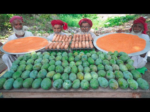 Mango Pulses Recipe | Unique Way Cooking Mango | Grandpa's Special Meal for Disabled Villagers