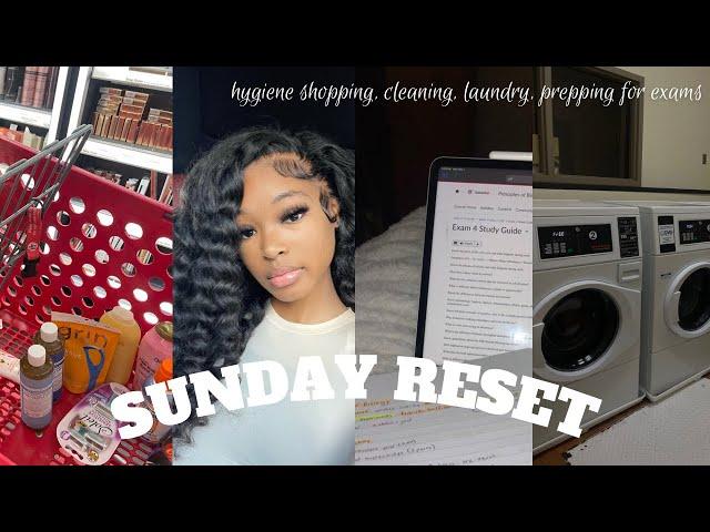 SUNDAY RESET: college edition | hygiene shopping + laundry + cleaning + study vlog