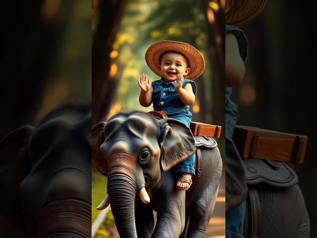 Cute baby riding on elephant  #elephant #baby #cutebaby #babylaugh #babylaughing #babyshorts