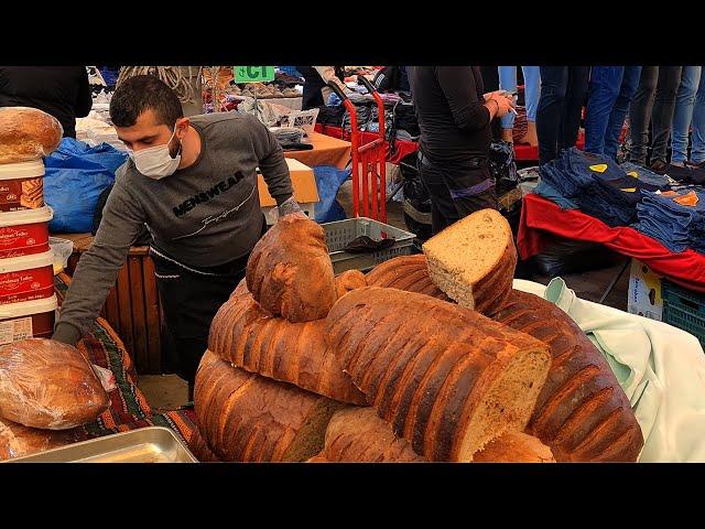 ISTANBUL BAZAAR - KADIKOY TUESDAY MARKET, FRUIT AND VEGETABLES MARKET, CHEAP FAKE CLOTHES, 4k WALK