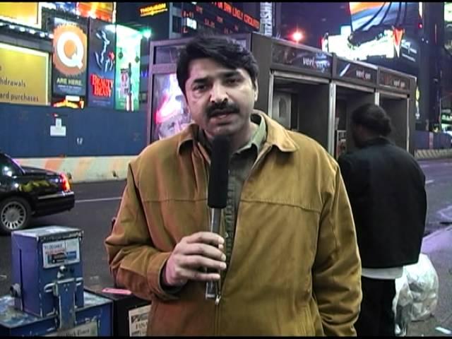 Israr Kasana at Times Square, New York for PTV Global in 2008