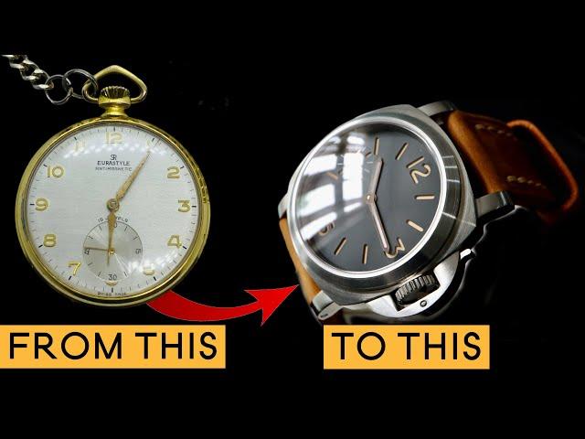 I Turned A $10 Pocket Watch Into A $1000 Wristwatch - you can too - DIY asmr