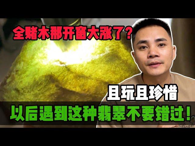 全賭木那實戰開窗大漲了？以後遇到這種翡翠不要錯過！且玩且珍惜#jade #玉 #赌石 #原石 #缅甸翡翠 #珠寶