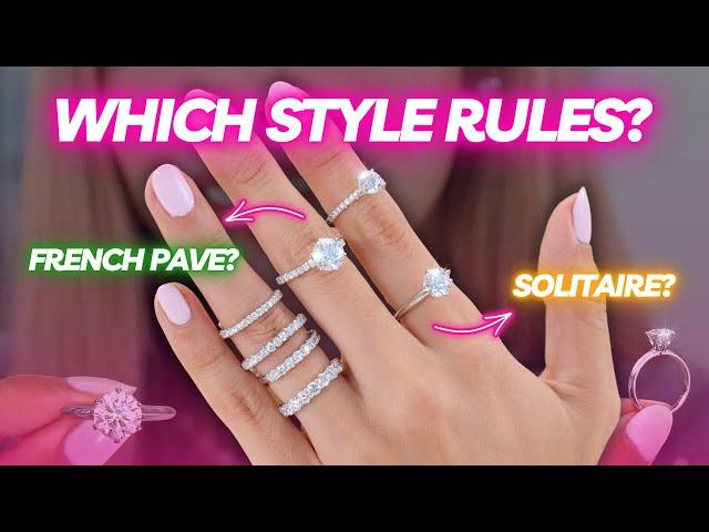 Solitaire vs French Pave Engagement Ring + Best Wedding Band Pairings!