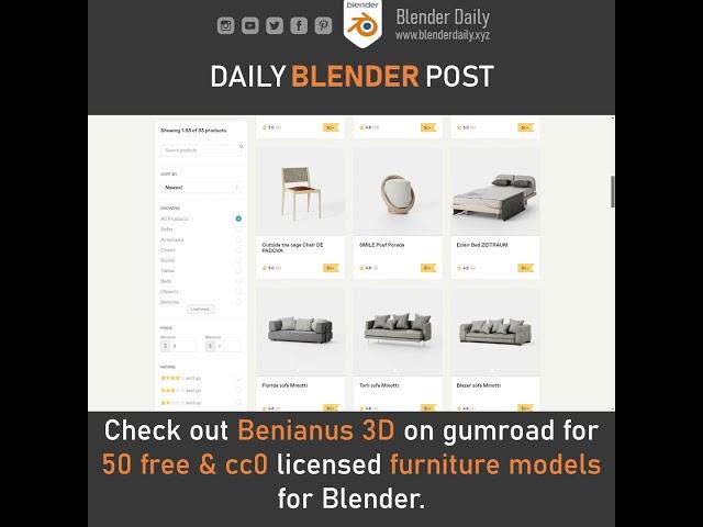 Free CC0 Furniture 3d Models for Blender