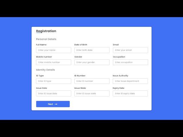 Responsive Registration Form in HTML CSS & JavaScript