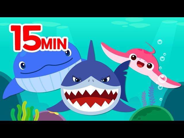 Blue Wale, Penguin Family Song + More| 15 min Rhymes | For Kids | Sea Animal Compilation