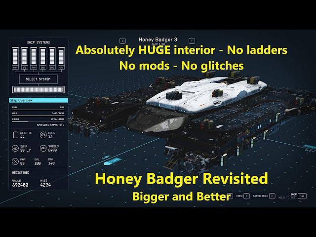 Honey Badger 3 Optimized - City Size No Ladder Starfield Ship Build