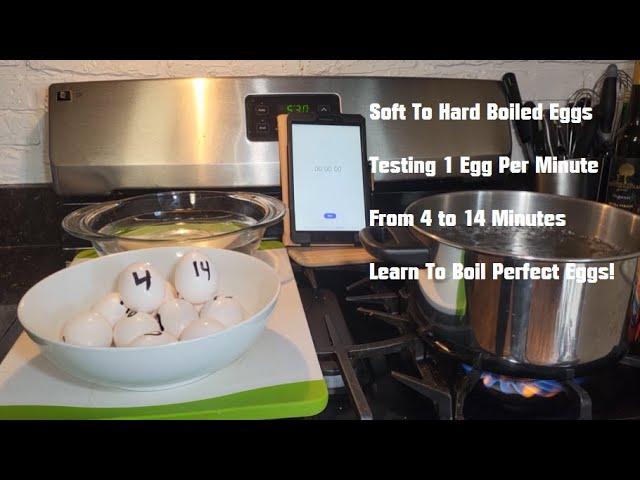 How To Cook Boiled Eggs. Testing 4 - 14 Minutes Cook Times. 1 Egg Per Minute.
