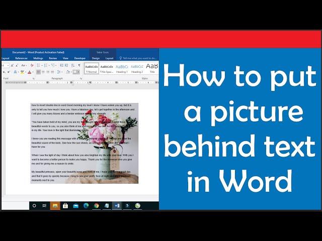 How to put a picture behind text in Word: Moving Images Behind Text (Microsoft Word)