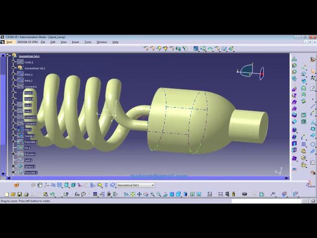 CATIA - Generative Shape Design 7-Spiral lamp