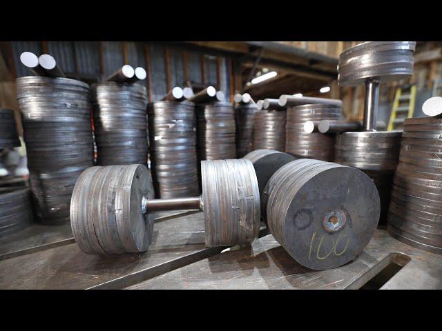 Dumbbell Set from Scrap Metal | 10-100 lbs, Flat Bench, and Rack