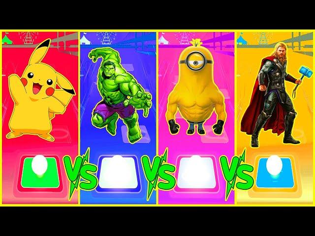 Pikachu vs Hulk vs Minions vs Thor  Who Will Win