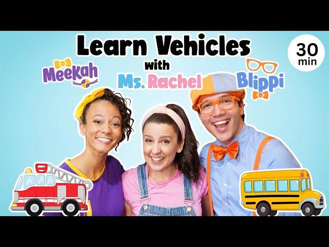 Blippi & Ms Rachel Learn Vehicles - Wheels on the Bus - Videos for Kids - Tractor, Car, Truck + More