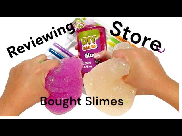 Reviewing Store Bought Slimes #asmr #explore #springslimes#slime #slimeasmr