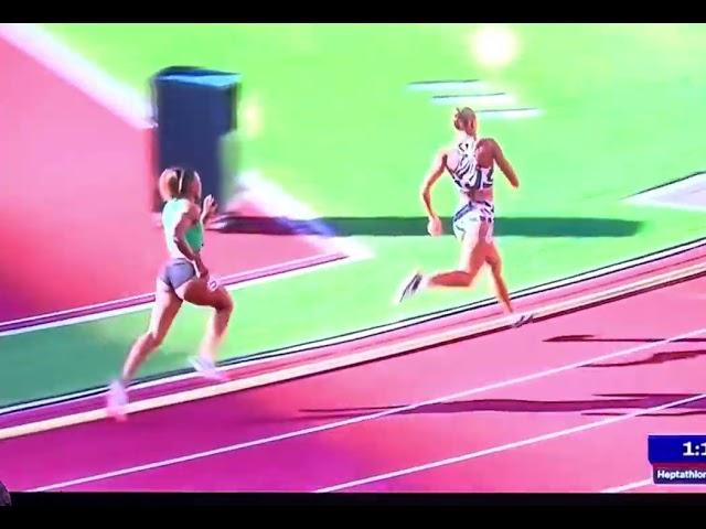 Anna Hall wins USA Olympic Trials in the Heptathlon.   This is Anna Hall winning the 800m event