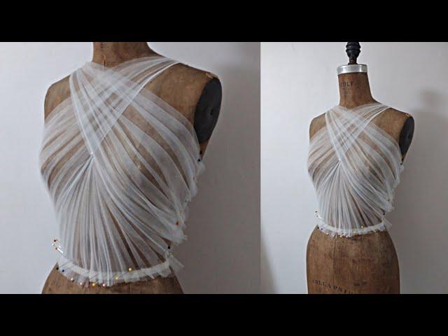 Draping Tulle Fabric × How to Drape Tulle Dress #Shorts × Sewing Tutorial × Fashion