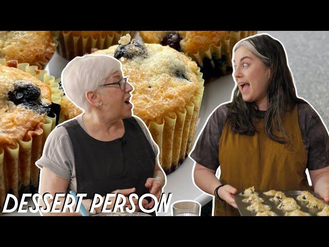 The Best Homemade Blueberry Muffins with Claire Saffitz & Mom! | Dessert Person