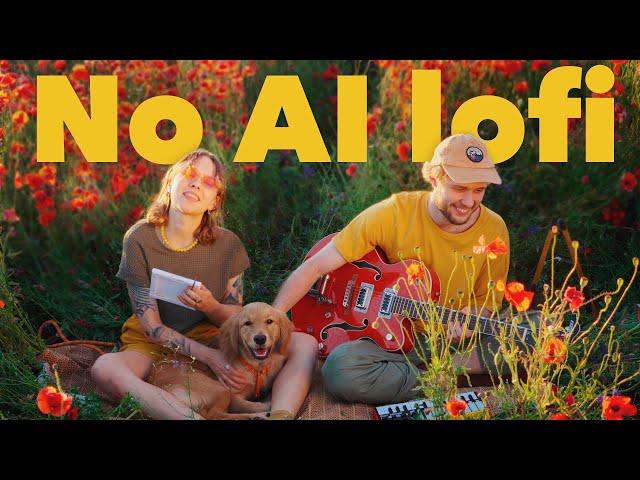 Human-Made Lo-Fi | Playful Pup in a Poppy Field, Music for Work & Study (No AI)