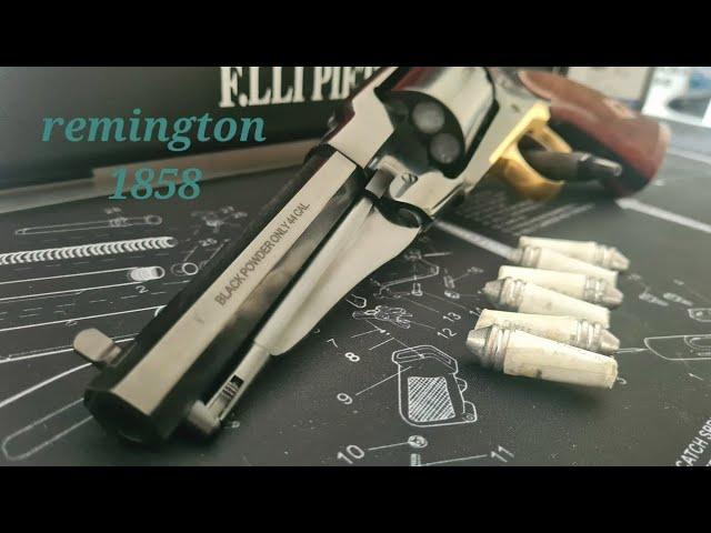 test remington 1858 sheriff poudre noir tir sur gong et cible.Rechargement presse maison