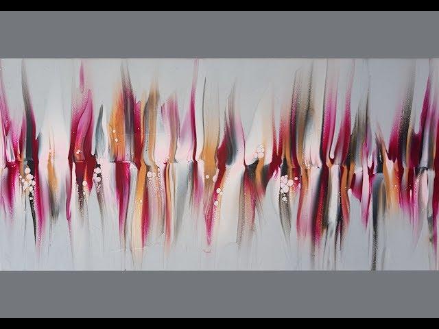 #533 'Ghost Pour' In Burgundy, Pink And Grey On A Metallic Silver Background