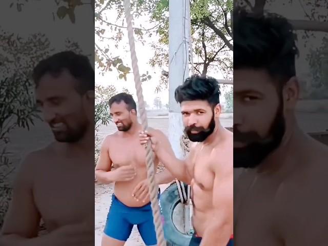 Rahul Dhandlaniya+sunder sangwan kharman climb rope exercises workout in pehlwani+kushti+akhada vedo