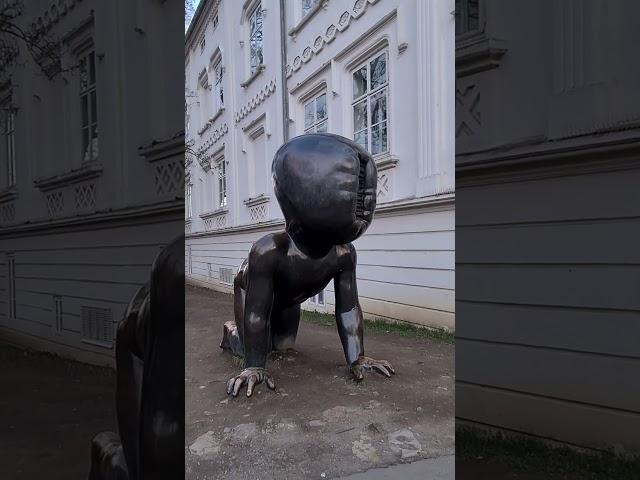 KAMPA ISLAND, black crawling babies. Walking tour of Prague, Czech Republic.