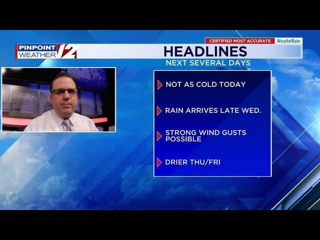 WPRI 12 Weather Now 3/4/25:  Not as Cold Today; Rain/Wind Wed. Evening