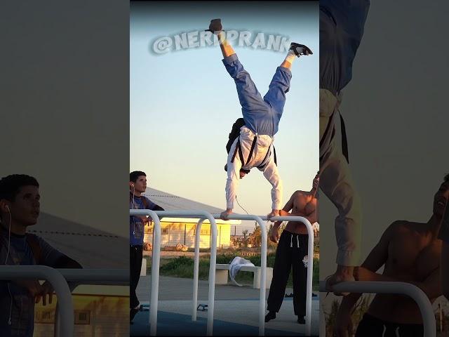 Nerd shocks big guys in the Calisthenics park ￼| NERD PRANK #nerd #anatoly #calisthenics #pranks