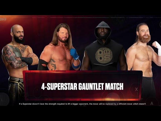 4-Superstar Gauntlet Match | AJ Styles vs Omos vs Ricochet vs Sami Zayn | WWE 2K24 Mobile Gameplay