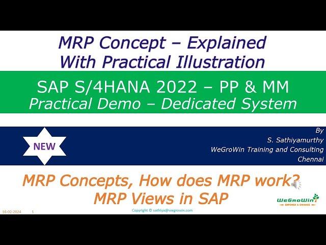 03-15 MRP Concepts explained with illustration – SAP S/4HANA PP MM Course with Demo