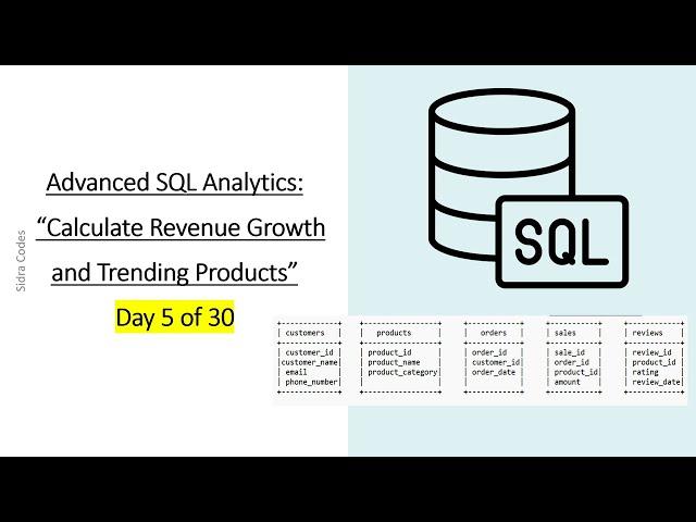 Advanced SQL - Calculate Revenue Growth by using Lag function