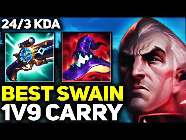 RANK 1 BEST SWAIN IN THE WORLD 1V9 CARRY GAMEPLAY! | Season 14 League of Legends