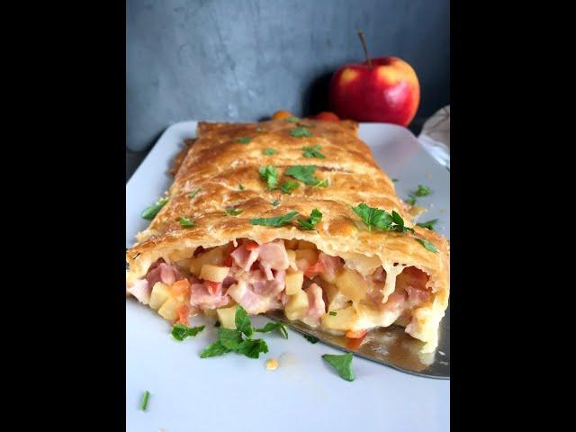 Ham and Cheese Puff Pastry with Apples #short