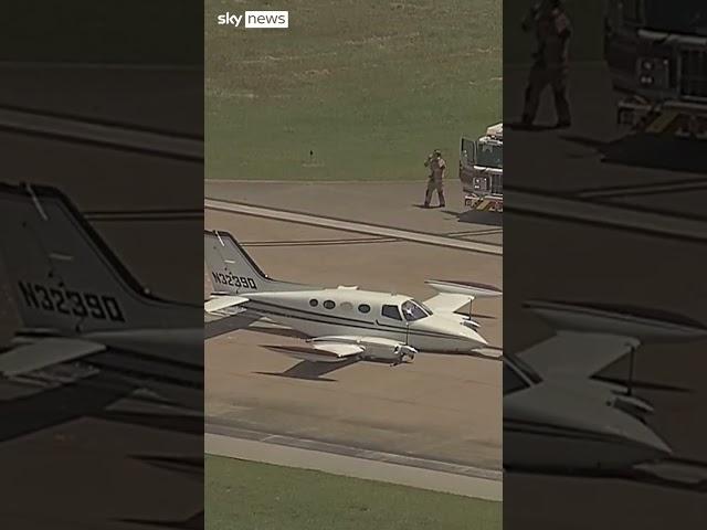 Plane lands on foam-covered runway