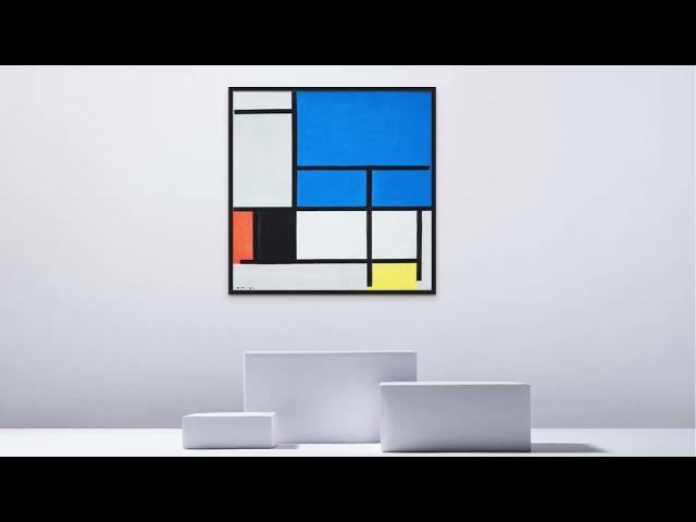 Piet Mondrian's Composition with Large Blue Plane, Red, Black, Yellow, and Gray