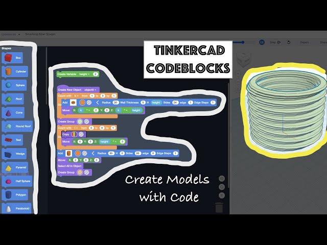 Learn Codeblocks TinkerCAD - How to make Models with Code - Scratch Style CAD Software. Tutorial