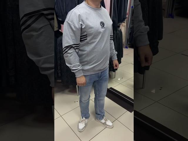 Серый джемпер с черной вышивкой #aleksandr56 #jacket #мужскаяодежда #рек #джемпер #свитшот #осень