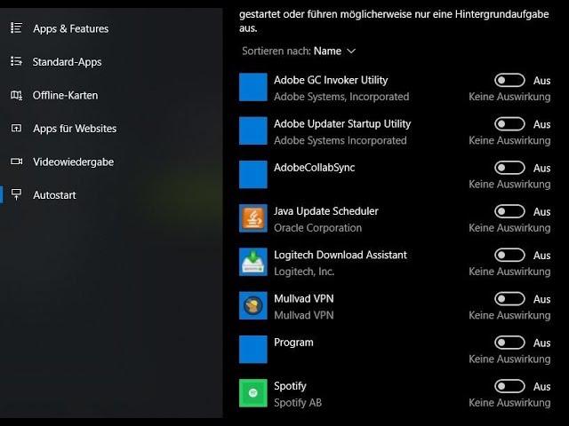 Windows 10 Apps Autostart aktivieren/deaktivieren