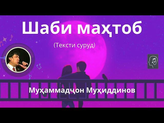 Шаби маҳтоб (текст) - Муҳаммадҷон Муҳиддинов | Shabi Mahtob - Muhammadjon Muhiddinov