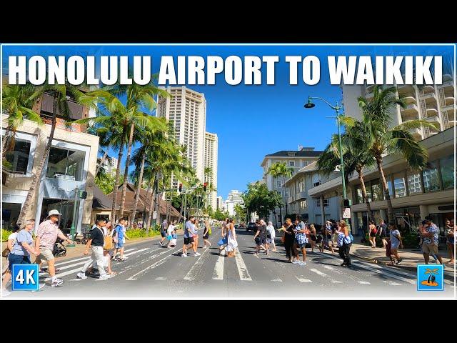 Hawaii Honolulu Airport to Waikiki  Kalakaua Ave ️ Kuhio Ave  Hawaii 4K Driving