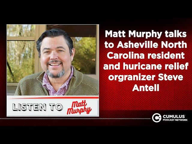 Matt Murphy talks to Asheville North Carolina resident and huricane relief orgranizer Steve Antell