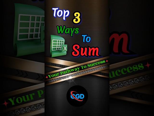 Top 3 ways to sum in excel tips and tricks  #exceltips #tutorial #shortvideo